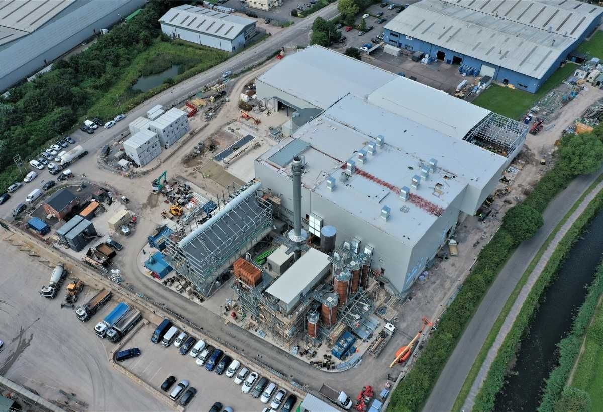Aerial view of the Bridgwater Resource Recovery energy from waste facility in Somerset